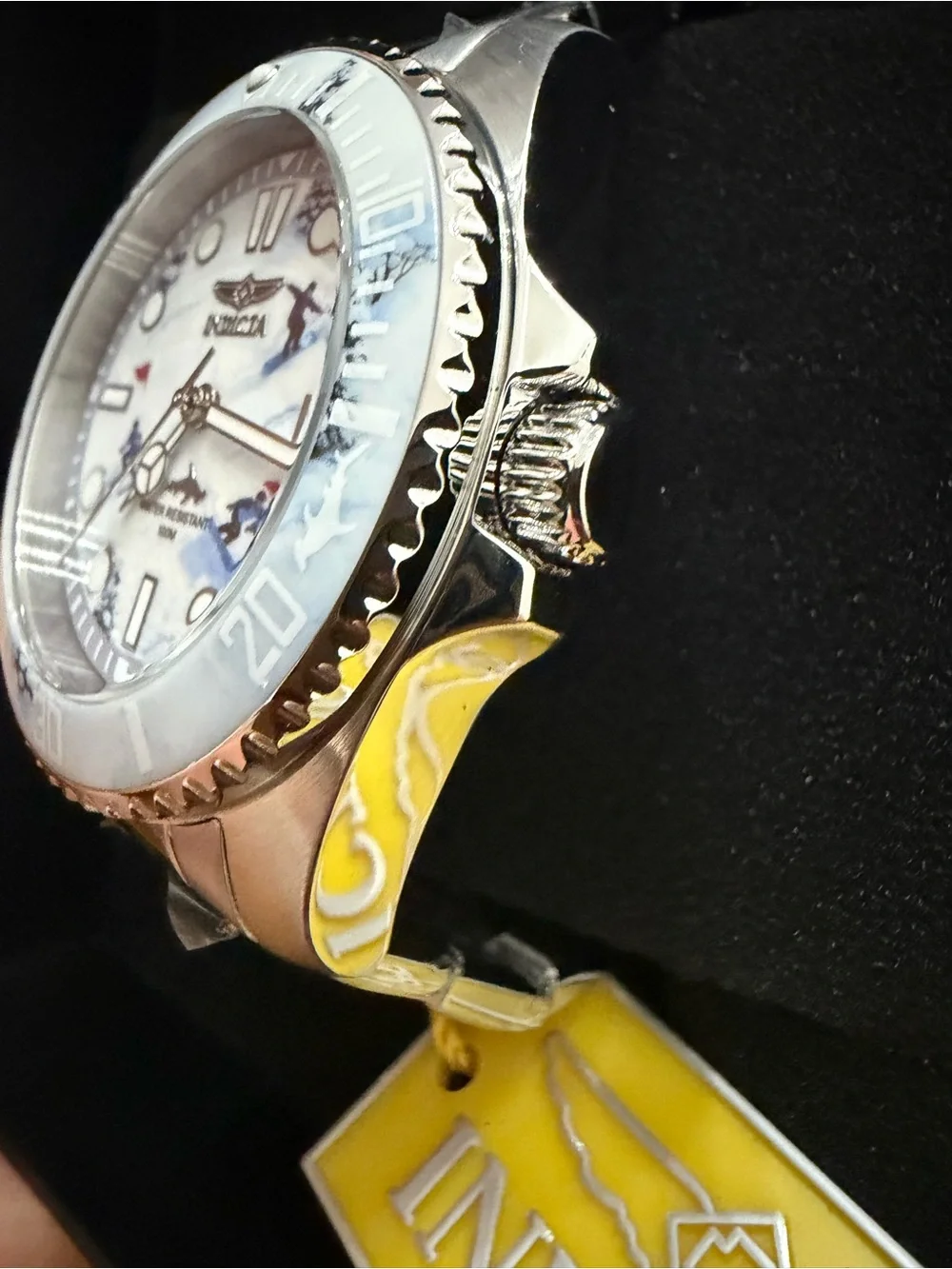 Invicta ProDiver Silver Watch with White Ski-Themed Dial